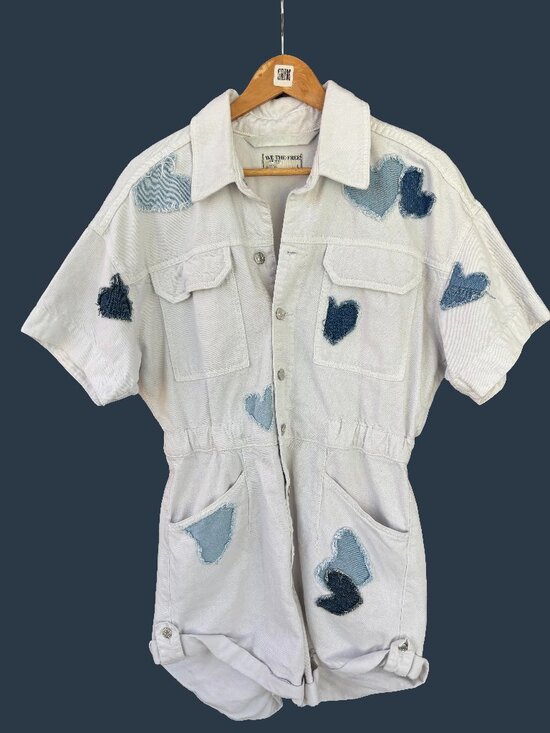 Tricia Fix Pants - We The Free x Tricia Fix Re_Nuuly White Denim Heart Romper - Size M